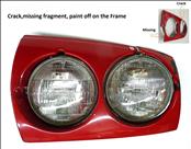 1987 1990 Ferrari Testarossa Front Left Upper Headlight Front Frame and Lamp  Part # 60907200 / 61646500 (High Beam Lamp & Ring Frame); 60907400/ 61646700 (Low Beam Lamp & Ring Frame); 61527300 (Damaged Front Frame)