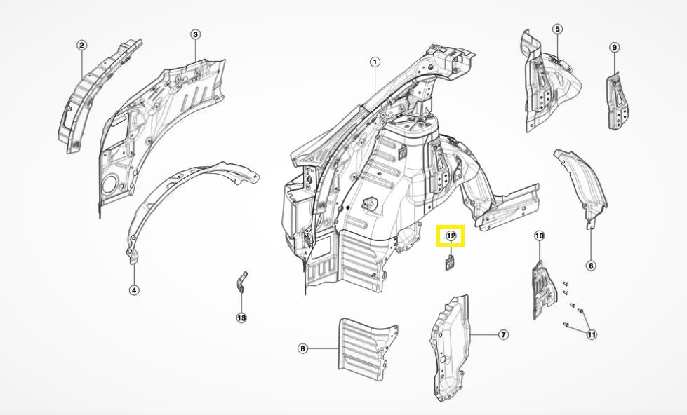 1620 Tesla Model X Quarter Panel Left Parcel Shelf Inn Bracket 1051758