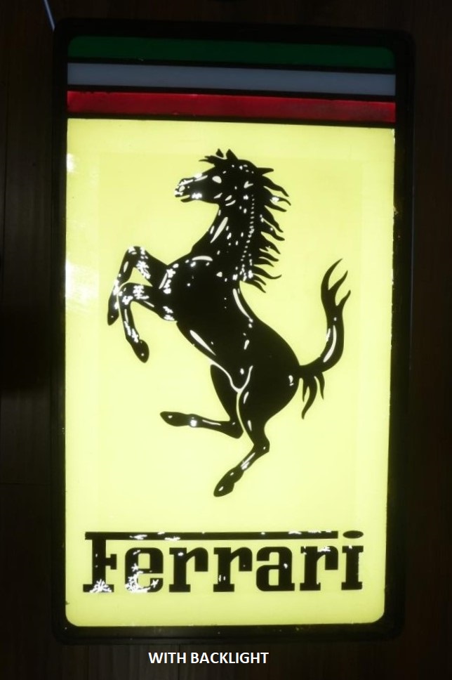1960`s Ferrari Illuminated Vintage Dealer Rare Sign 37