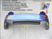 2018 2019 2020 Maserati Ghibli M157 Rear Bumper Cover Complete 673004365; 670017197; 670017199; 670017198; 675000322; 675000321; 675000039 (X4); 670004462 OEM