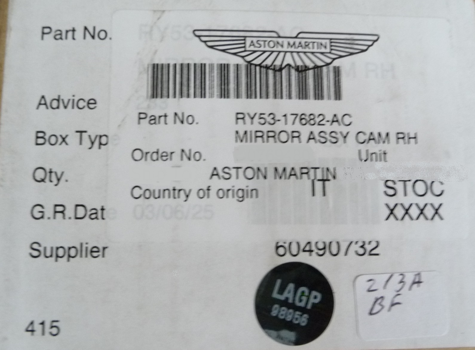 2024-2026 Aston Martin DB12 Right Passenger Rearview Mirror RY53-17682 ...